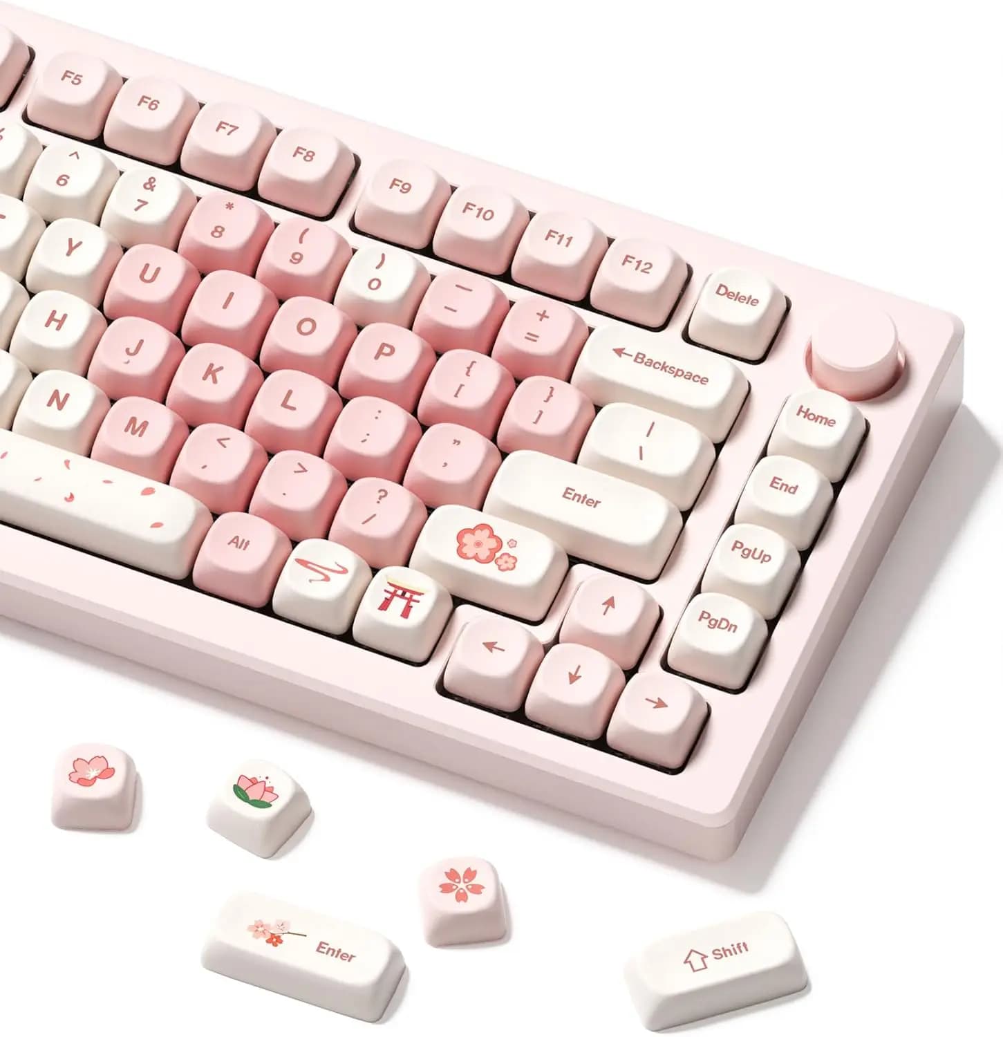 Pink Cute PBT Keycaps-MOA Keycap 60 65 75 100 Percent 5Side Dye Sublimation Keycap 143 Keys Keycap Set for Switches Keyboards