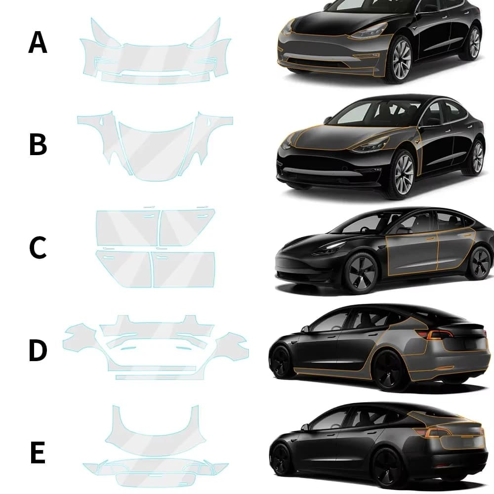 Per Tesla Model 3 2017-2023 Kit PPF pretagliato Pellicola protettiva per vernice TPU Autorigione Reggiseno trasparente Corpo auto Resistente ai graffi