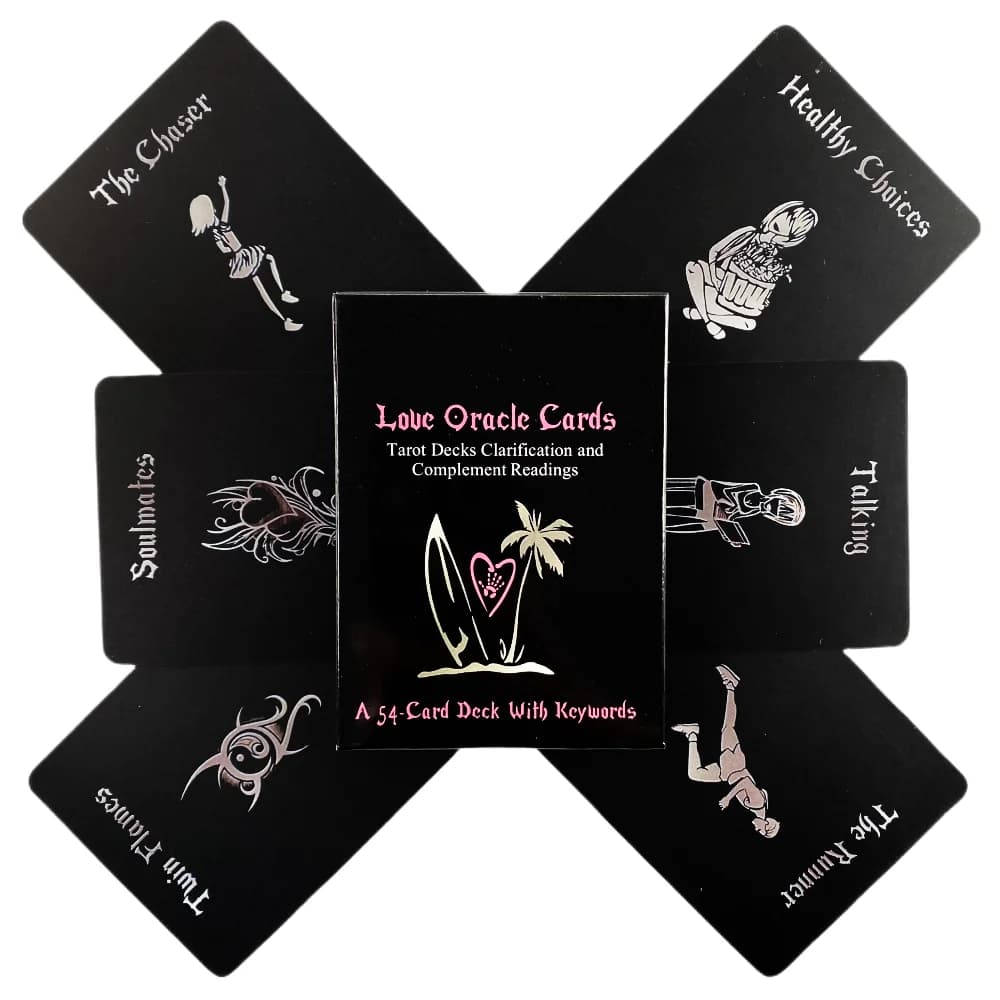 1 PZ Mazzo di Carte Oracolo Tarot Island Time Love, Carte Tarot Nere per Divinazione, Gioco da Tavolo per Feste