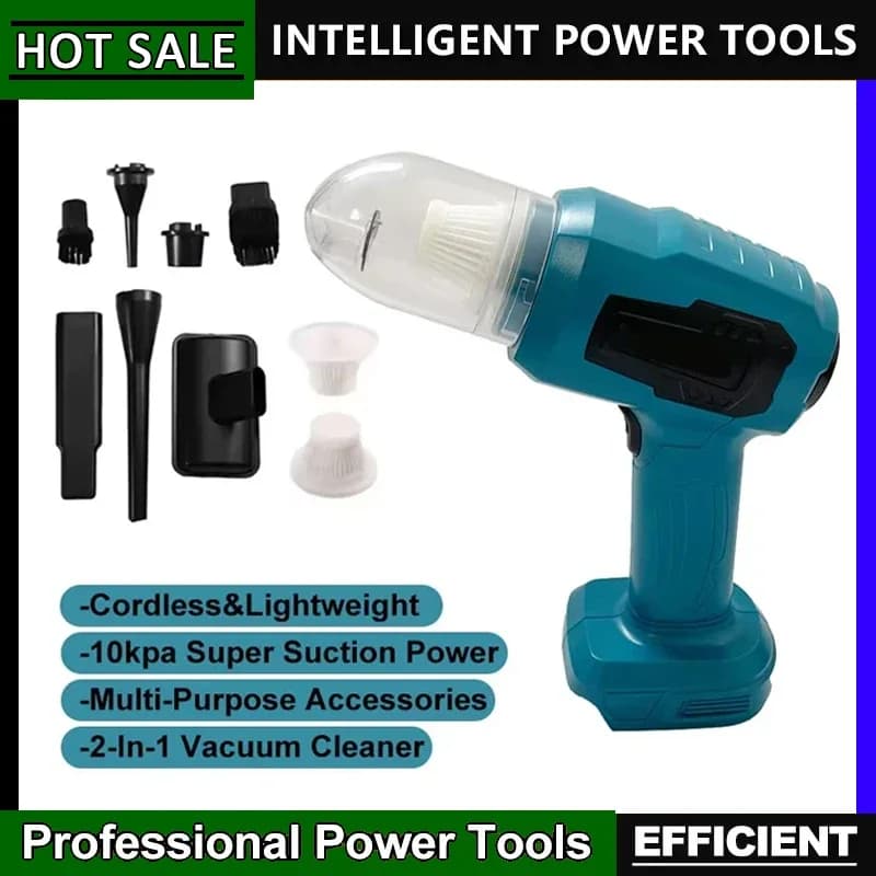 Aspirapolvere Portatile Ricaricabile per Auto Compatibile con Utensili Elettrici Makita, Mini Aspiratore Multifunzione con Batteria 18V