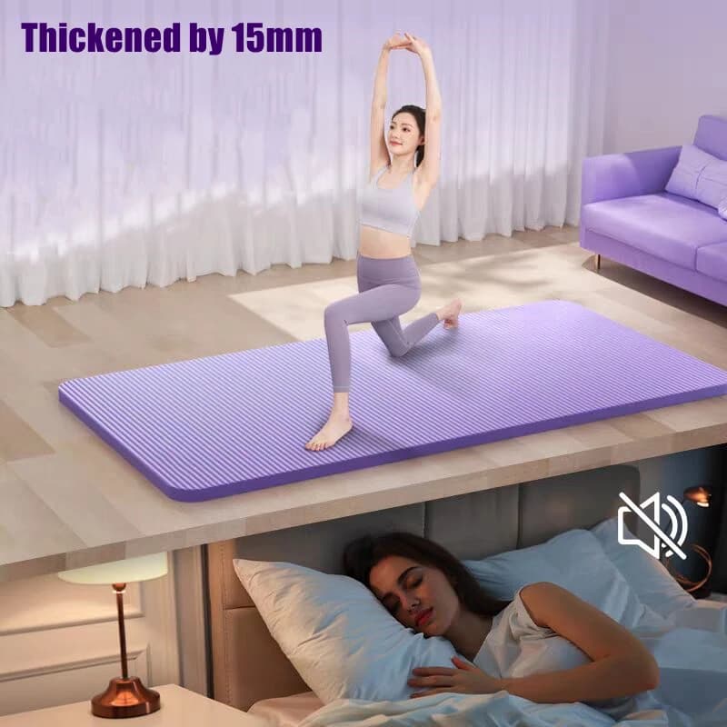 Tappetino da yoga per pilates, spessore 15 mm, tappetino da fitness, cuscino da yoga antiscivolo, da viaggio, per esercizi fitness, per donne, palestra a casa, allenamento sul pavimento