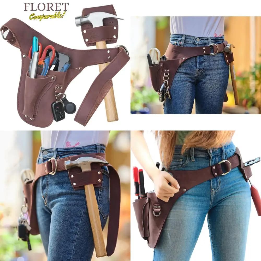 Women's gardening belt with tool holder, gift for florists, includes hammer case, packed in gift box
