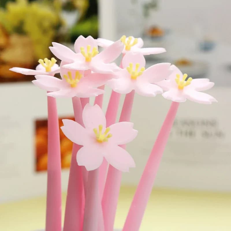 5 pezzi in silicone rosa creativo carino Kawaii sakura fiore cancelleria ufficio scuola forniture penna gel Corea inchiostro nero