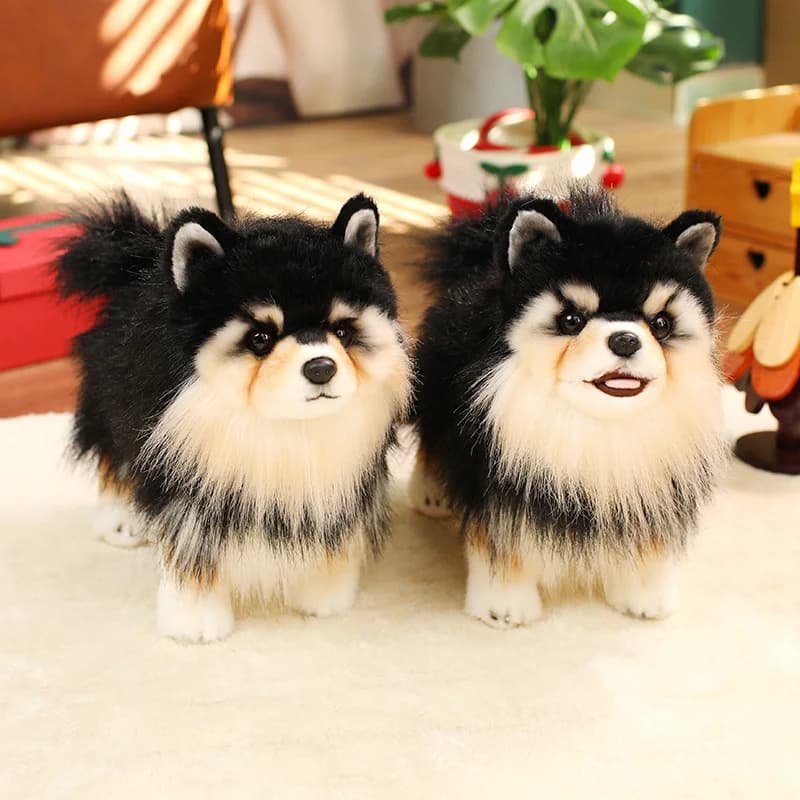 Peluche Chihuahua 25x35CM, Cane Giocattolo Simulato Bianco e Nero, Regalo di Compagnia