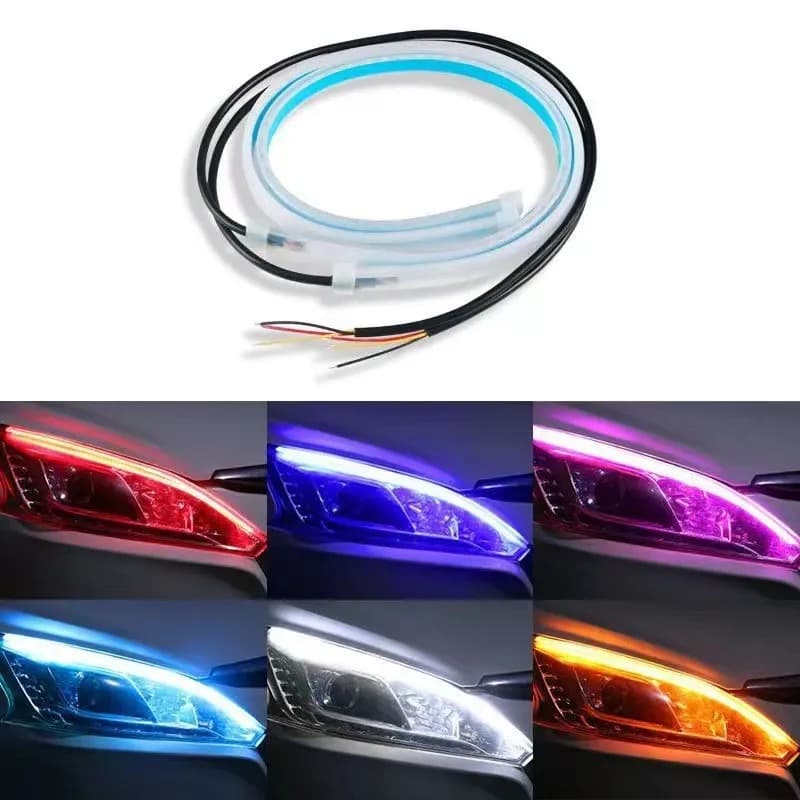 12V LED DRL Luce di marcia diurna per auto Striscia flessibile impermeabile Fari per auto Indicatori di direzione bianchi Luci di flusso dei freni Car Styling