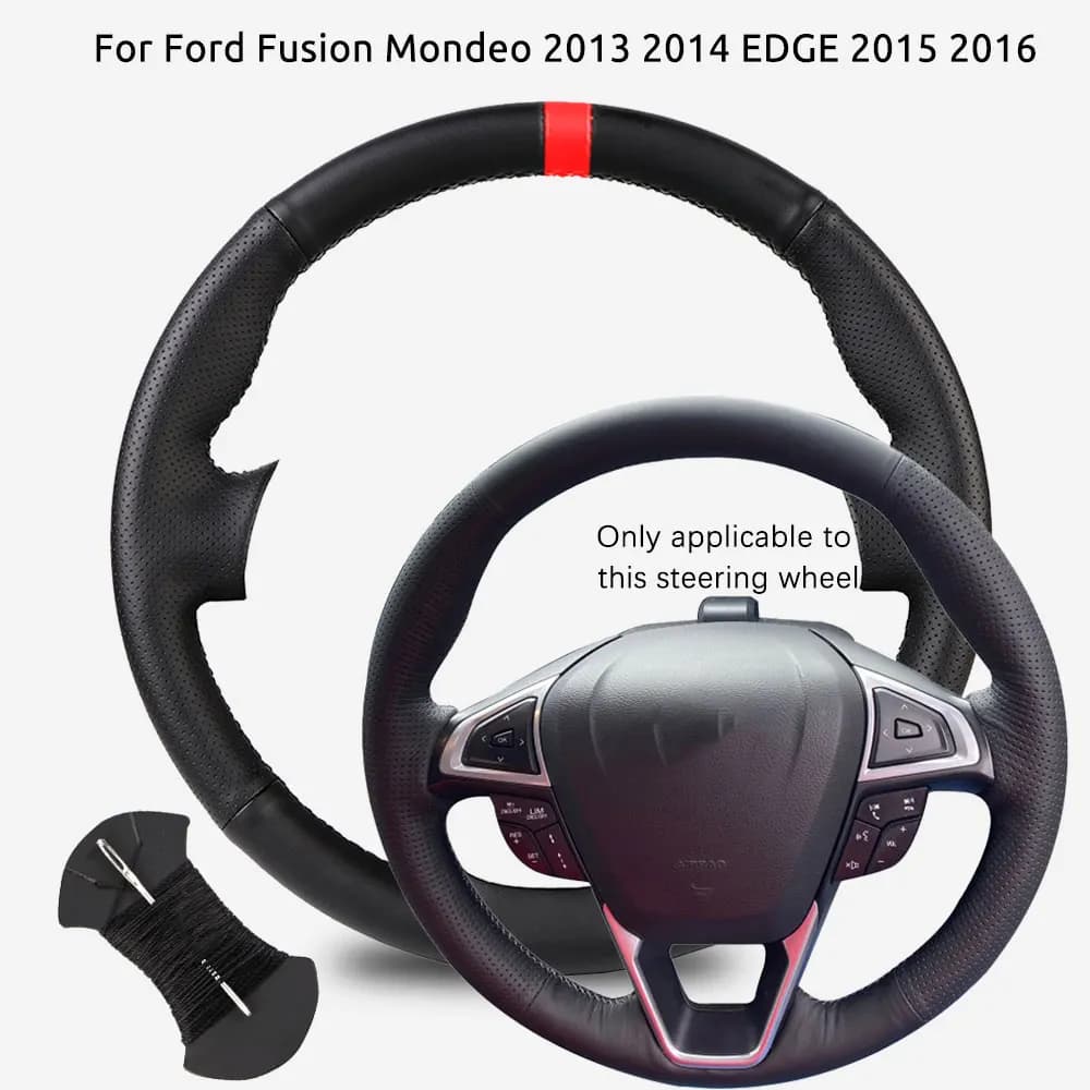 Copri Volante in Microfibra Antiscivolo su Misura per Ford Fusion Mondeo 2013 2014 EDGE 2015 2016