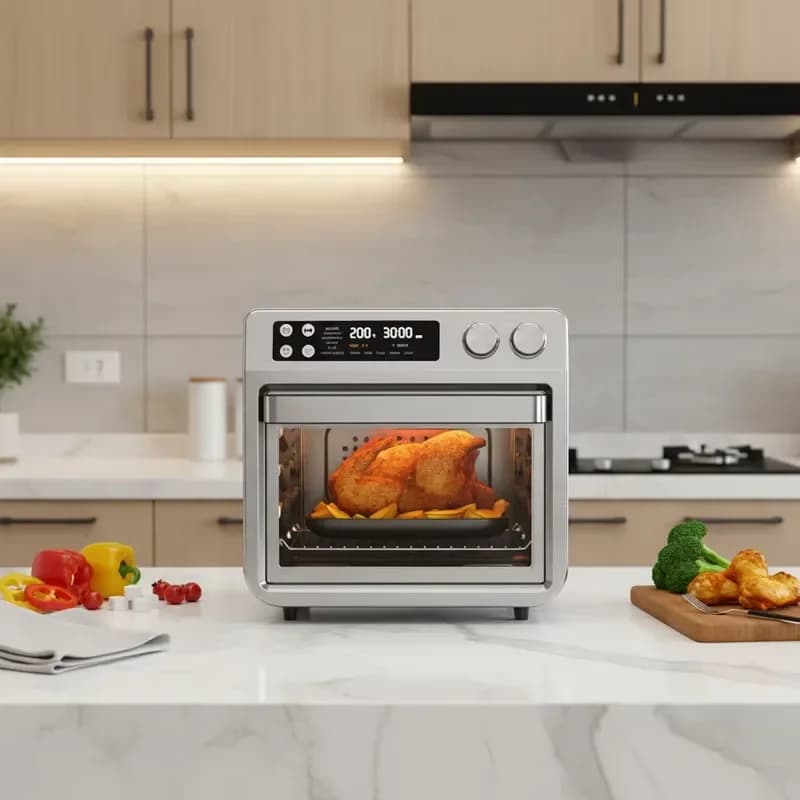For Factory 25 Liter Home Electric Air Fryer Oven Stainless Steel Large Visual Window Countertop Air Fryer Oven