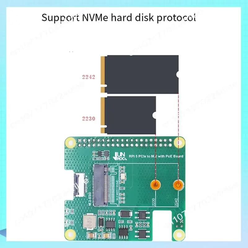 A17Z For Raspberry Pi 5 Interface from Pcie to M.2 with expansion card Ethernet Poe Protocol Nvme HAT +