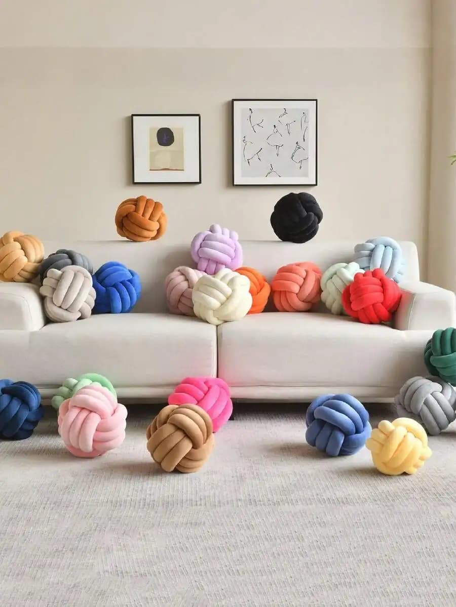 1pc Decorative Knotted Throw Pillow Ball. Spherical Decorative Throw Pillow/Cushion, Suitable For Home Chairs, Sofas, Etc.