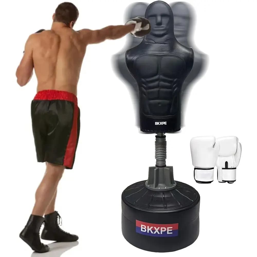 Sturdy Leather Punching Bag with Large Base for Adults & Kids, Ideal for Boxing, Taekwondo, MMA, and Home Gym Training