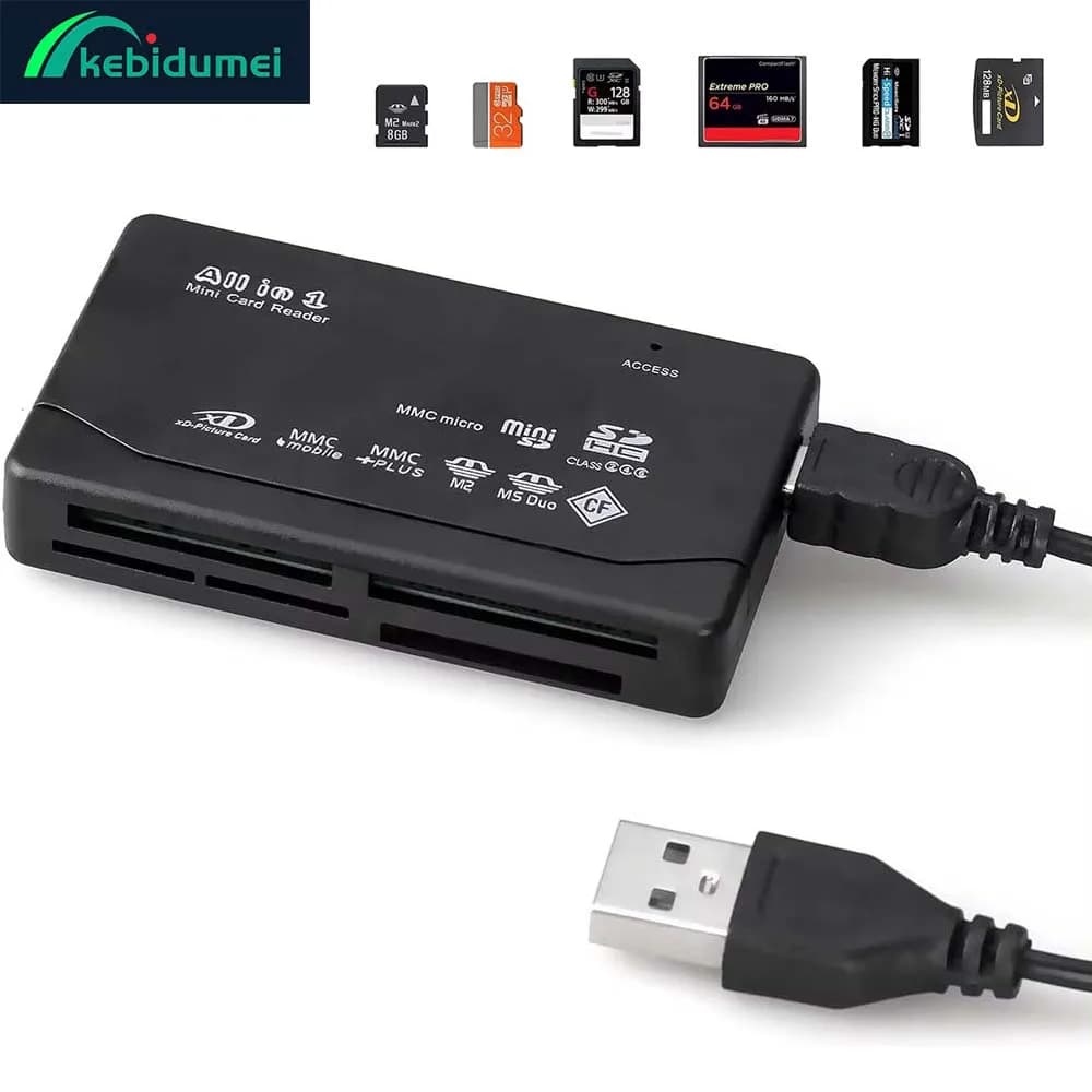 Kebidumei Lettore di schede di memoria All In One 480Mbps USB 2.0 Lettore di schede esterno SD SDHC M2 MMC XD CF per fotocamera digitale MP3