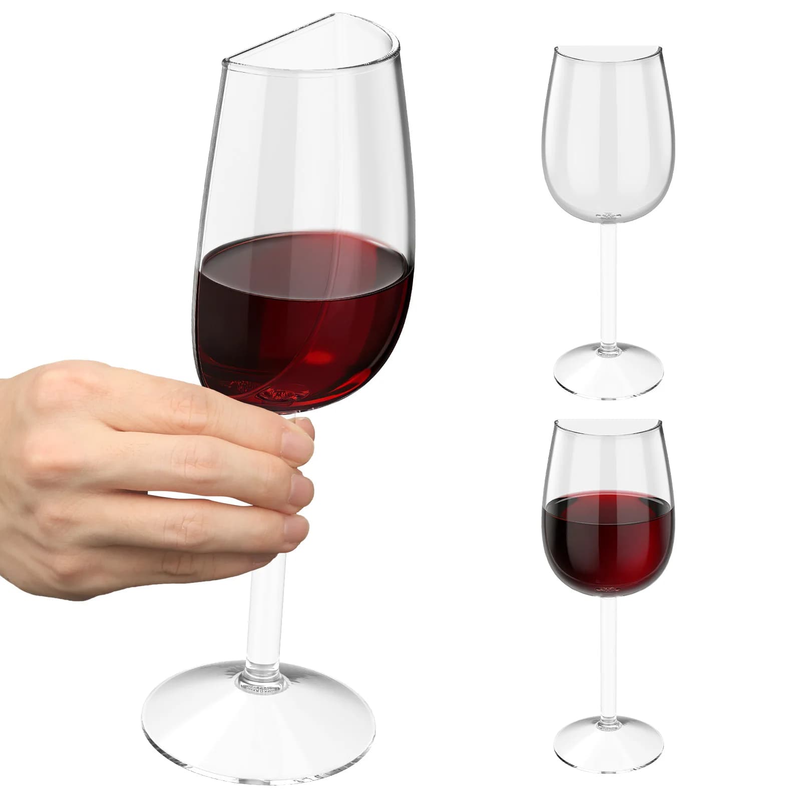 Bicchiere da vino creativo da 2 pezzi Bicchiere da vino semicircolare portatile Bicchieri da vino alti vintage Bicchieri trasparenti per anniversario di compleanno