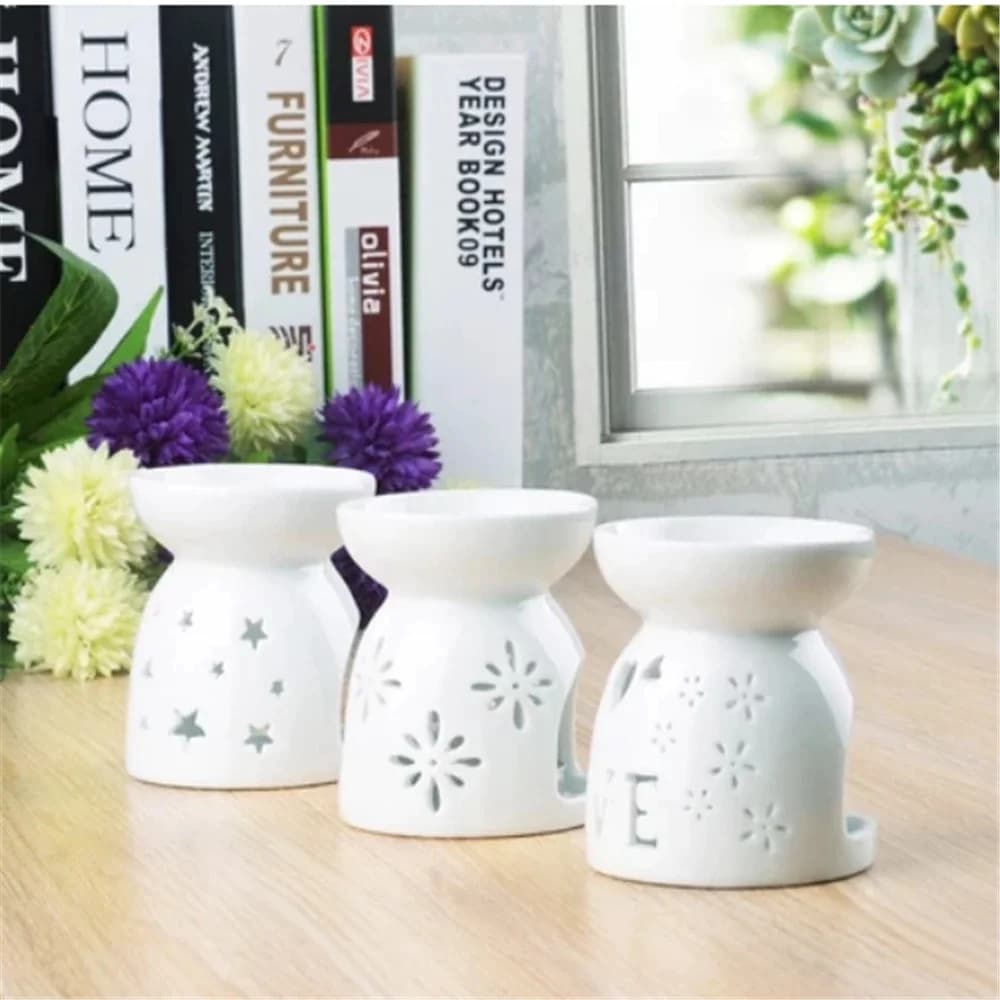 Portacandele Tealight, Diffusore di Oli Essenziali, Bruciatore di Incenso, Lampada Notturna Profumata, Bruciatori di Incenso in Ceramica