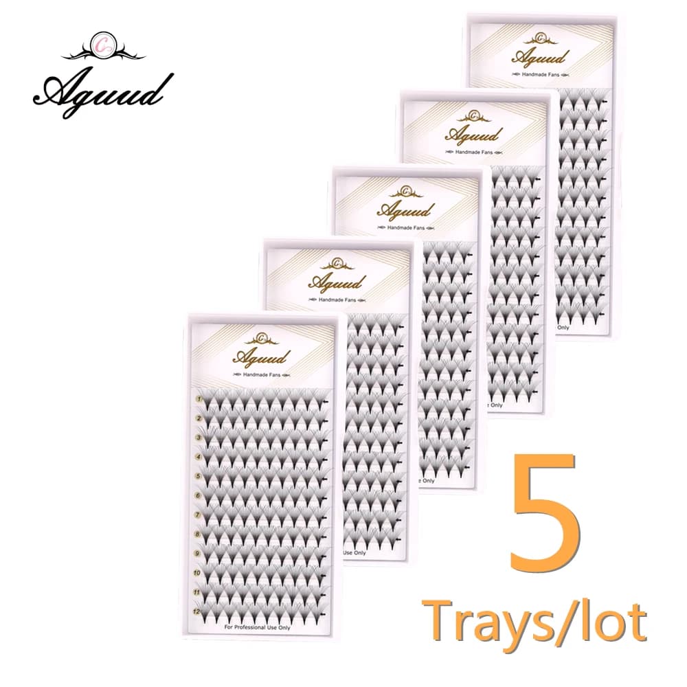 AGUUD 5 vassoi/lotto radici sottili Base sottile Premade fan Lash Sharp Pointy Base Promade Russian Volume Fans extension ciglia Faux