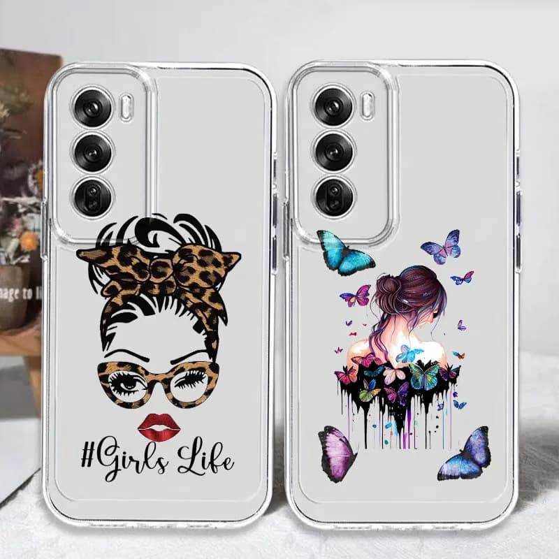 Art Vogue Custodia per telefono da donna per OPPO A11 A16 A55 A56 A57 A72 A52 A73 A74 A54 A76 A78 Find X5 X6 X7 Ultra Pro 5G Trasparente