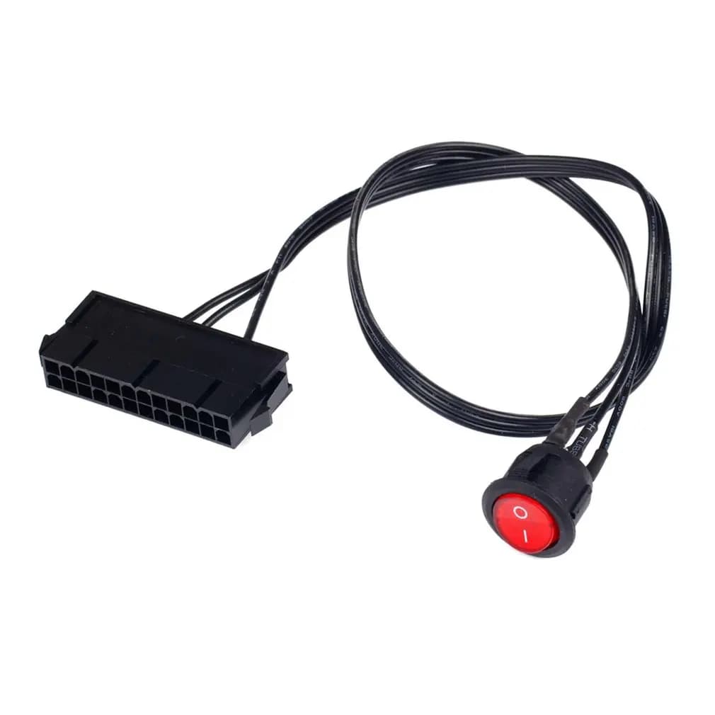 Tester femmina a 24 pin Cavo jumper di avviamento con interruttore ON/OFF ATX PSU Alimentatore per PC Avviatore 50 cm Interruttore di avviamento per alimentazione mineraria ATX