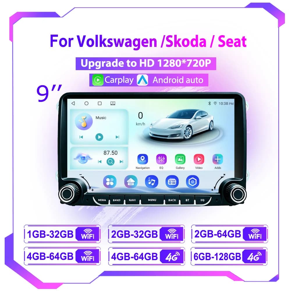9 inch Android 15 RadFor VW Volkswagen Skoda Octavia Golf 5 Touran Passat B6 Polo Jetta Multimedia Player Navigation GPS Stereo