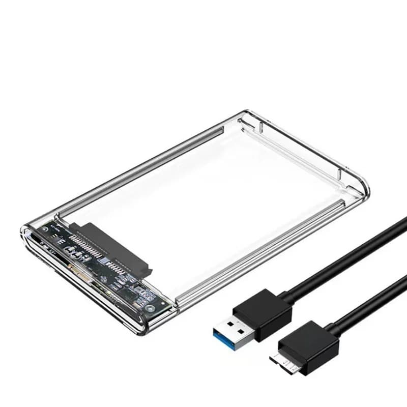 HDD Case 2.5 SSD SATA to USB 3.2 with 5 Gbps adapter External Hard Drive Case Transparent