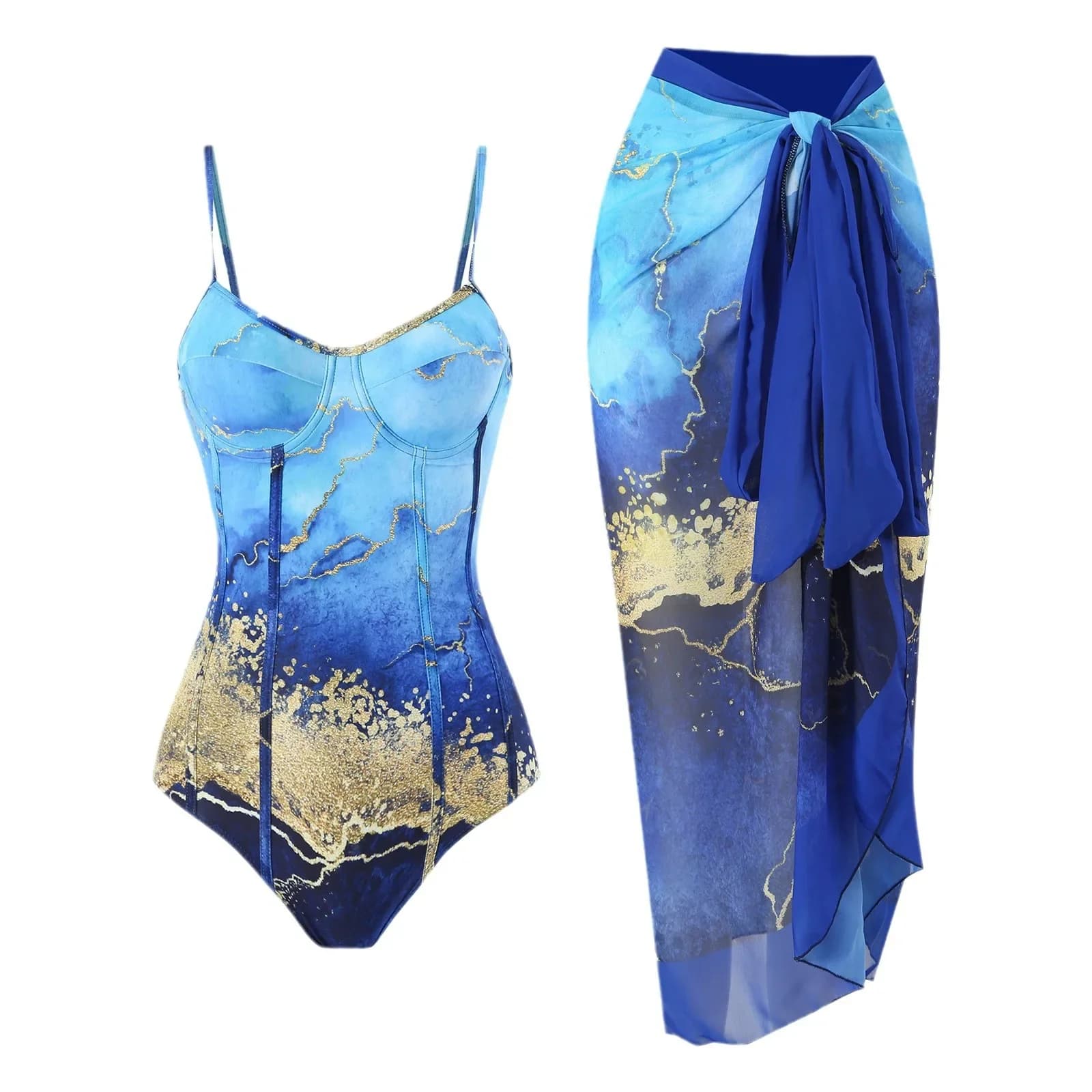 2024 Push Up Retro Costume intero da donna Stampa costumi da bagno con gonna Costume da bagno sexy Monokini Beach Wear Body Beach Dress
