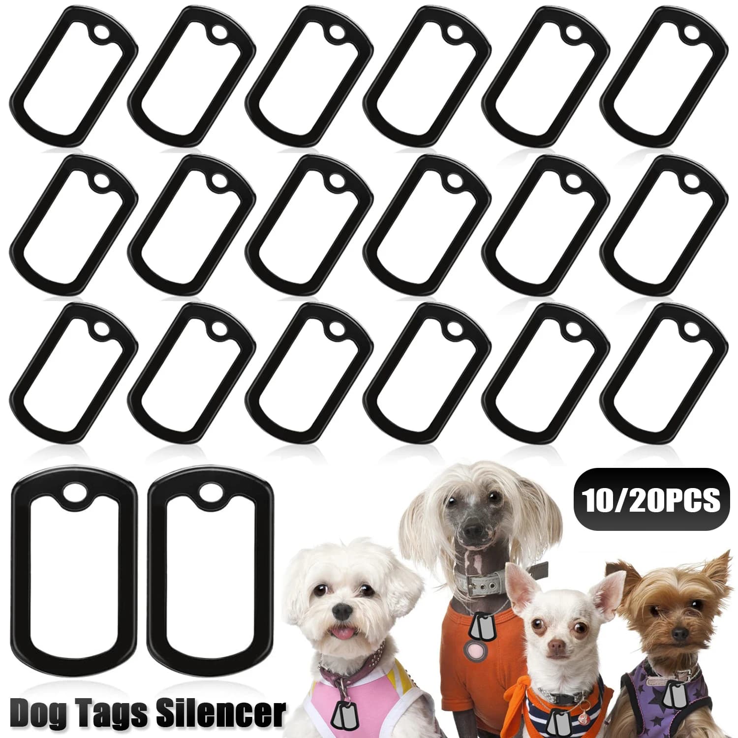 10-20 pezzi di targhetta per cani in silicone silenziatore targhette militari per cani silenziatori targhette identificative custodia in gomma per collare per animali domestici ridurre il rumore e proteggere la targhet