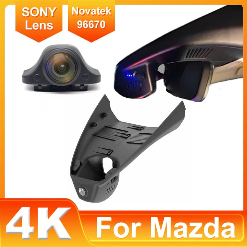 Dash Cam 4K Has an openable roof for Mazda 3 Axela 2019-2023, OEM-style car camera with loop recording, Dashcam easy to install for Mazda3