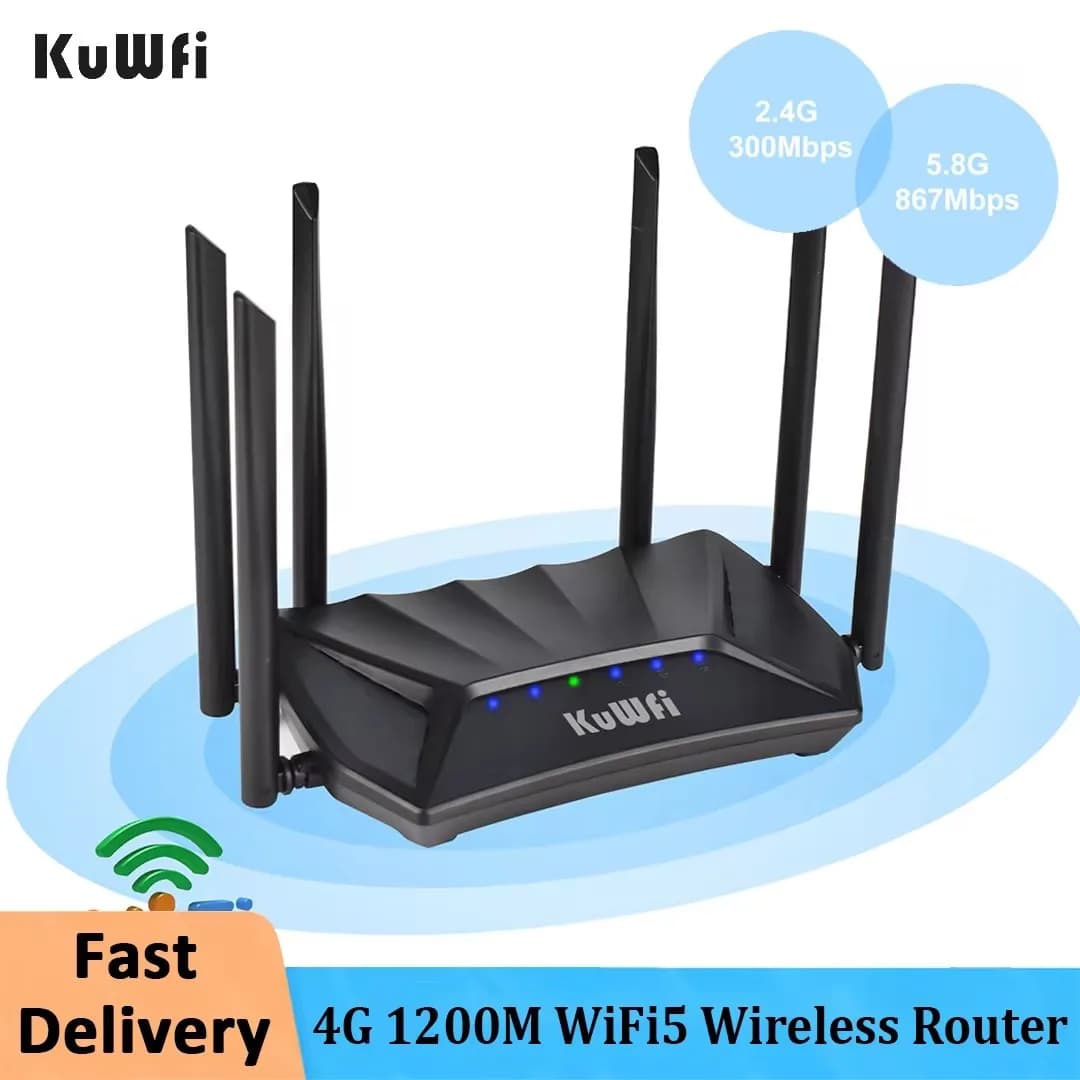 Router wireless KuWFi 1200Mbps 4G LTE Router wireless dual band 2.4G 5G con antenne ad alto guadagno 6 * 5dBi con porta LAN Gigabit WAN