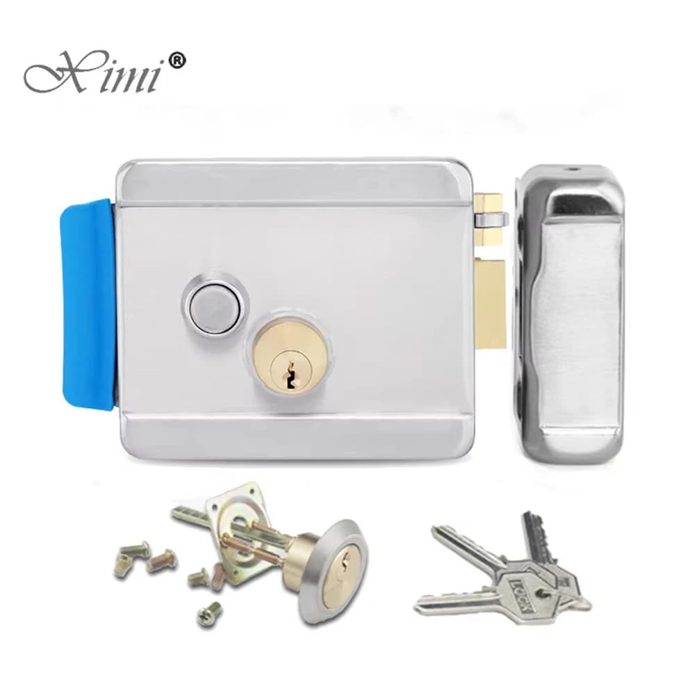DC12V Stainless Steel Electronic Control Lock Electric Gate Door Lock Eletric Rim Lock Support Video Doorphone Intercom System