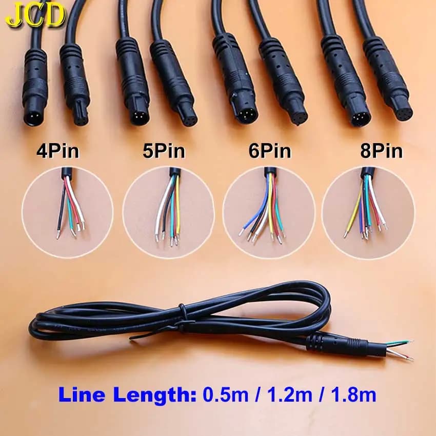 JCD 4Pin 5Pin 6Pin 8Pin Jack Car DVR Retromarcia Retroverter Mirror Extension Cable for Camera Male Female Spina Power Cable DIY