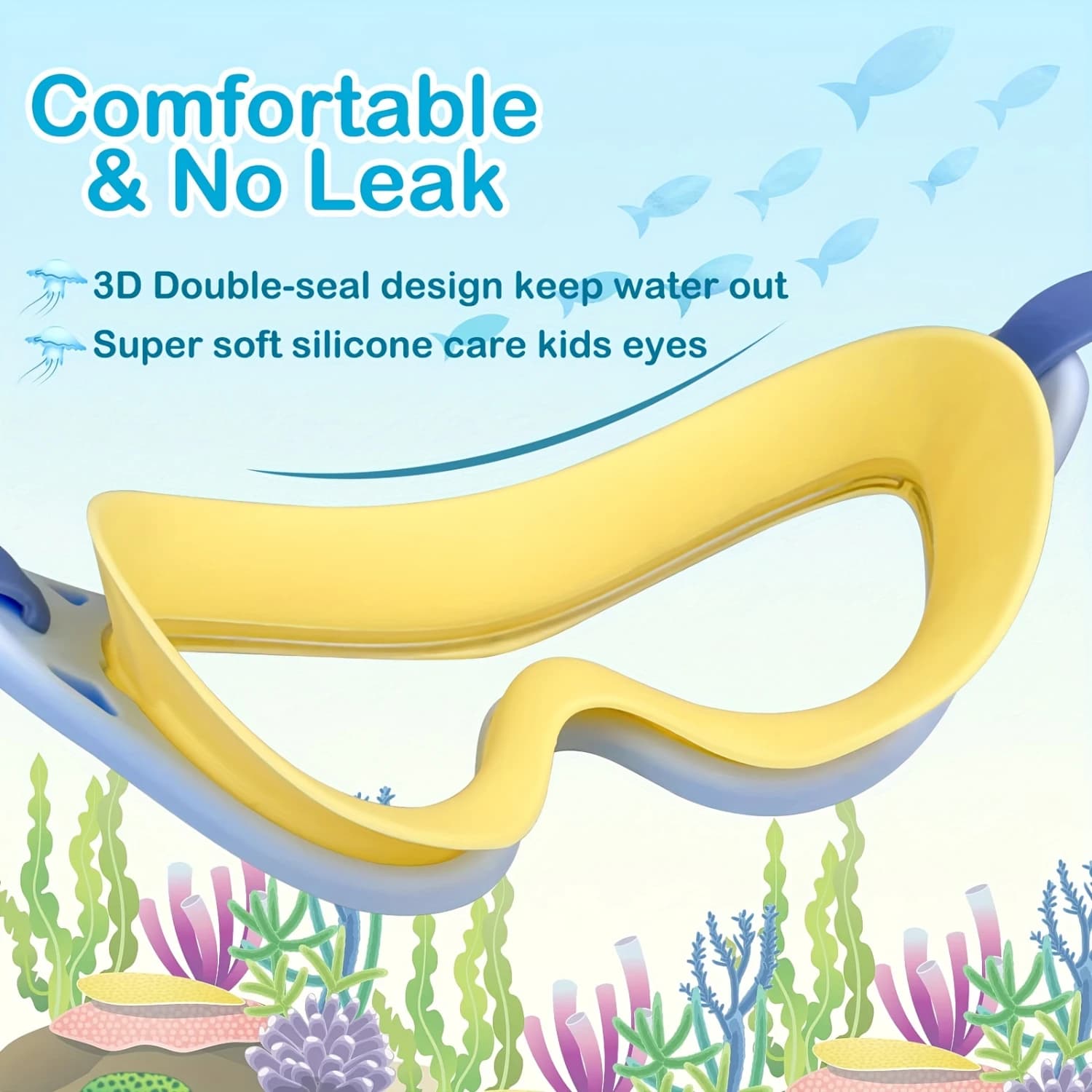 Swimwear with 1 piece adorable print - Anti-fog, stagnated, large frame for wide angle vision - Perfect swimming accessory for children