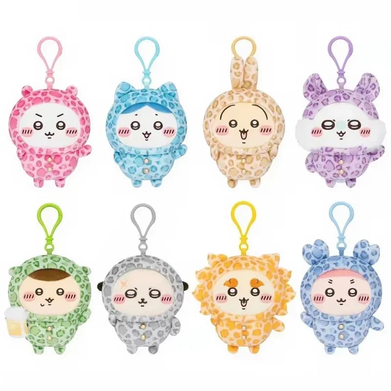 Leopard Print Usagi Chiikawa Hachiware Momonga Penguin Plush Pendant Backpack Ornament Gift For Teen Girls Daily Bag Accessory