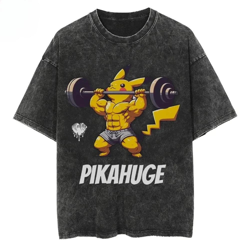 T-shirt Uomo/Donna Pokemon Gym Lavata in Cotone Estiva 2026 Vintage Oversize Anime Streetwear Y2K Hip-Hop Top Abbigliamento