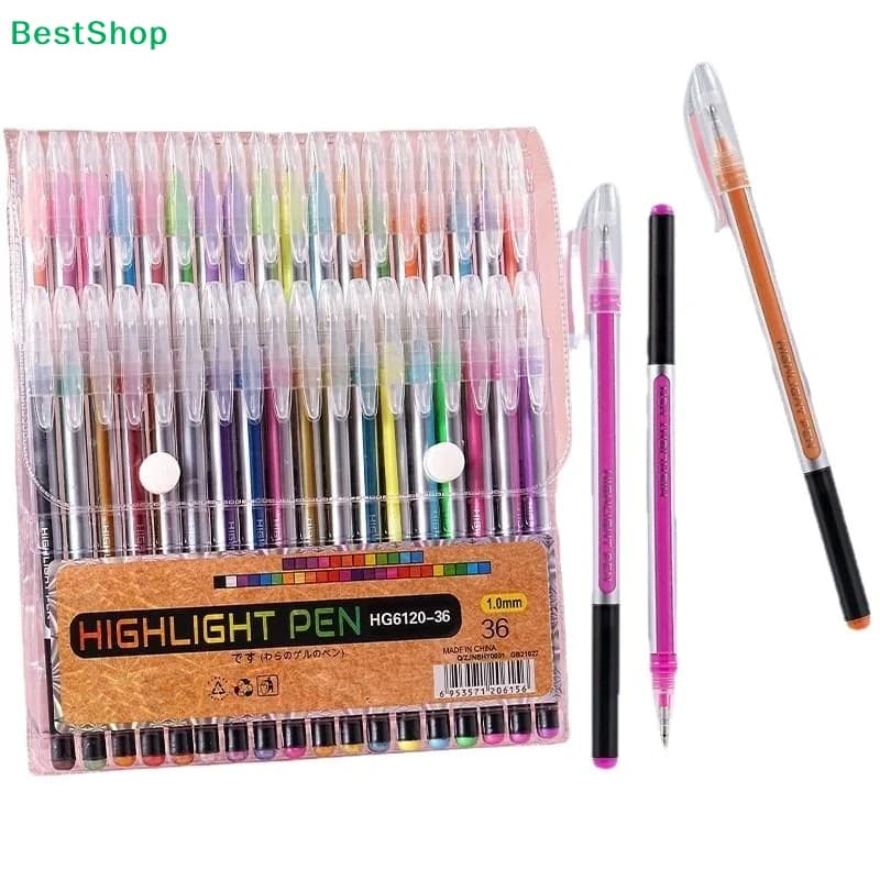 ☪ 1 set di penne gel evidenziatore per studenti, 6/12/18 colori, penne gel glitterate di grande capacità per la scrittura di diari, regalo per bambini, graffiti