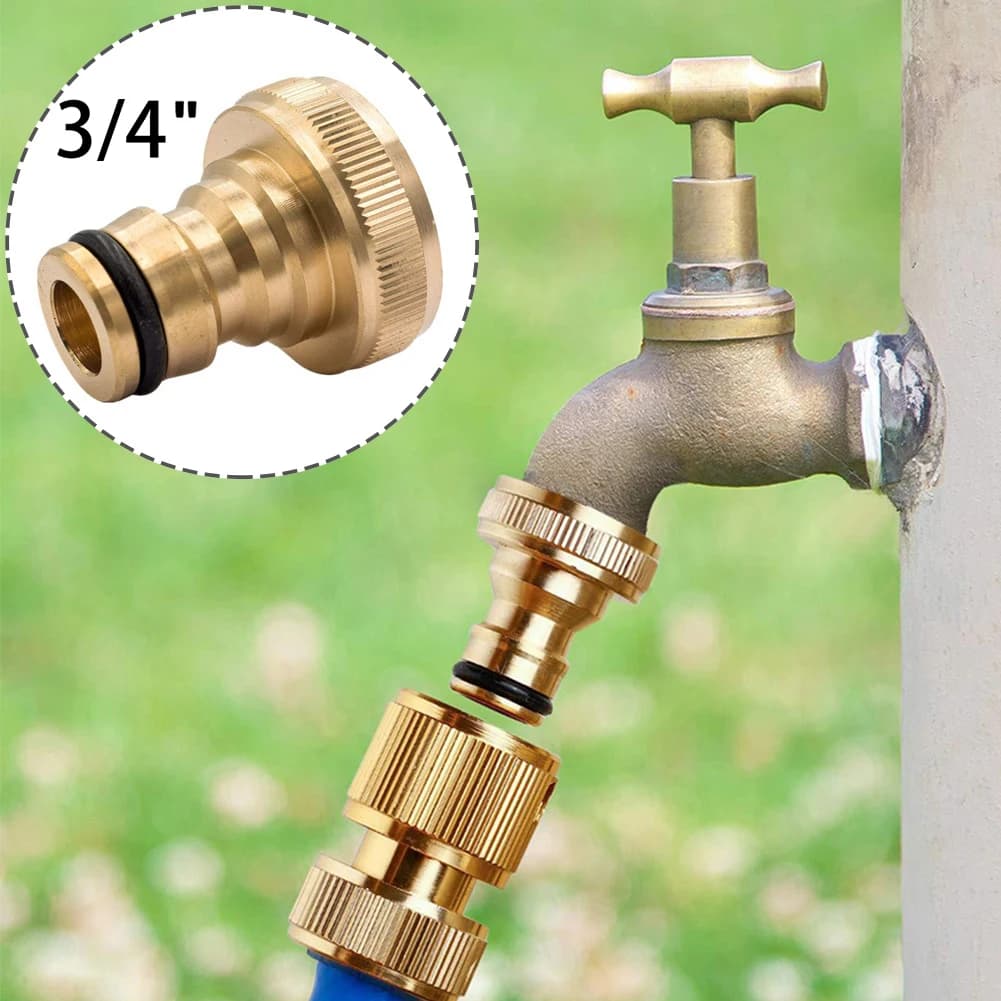 Rubinetto in ottone da 3/4 'Connettore rapido Adattatore di accoppiamento per tubo flessibile Adattatore per tubo dell'acqua Strumento per raccordi per pistola per irrigazione da giardino a sgancio rapido