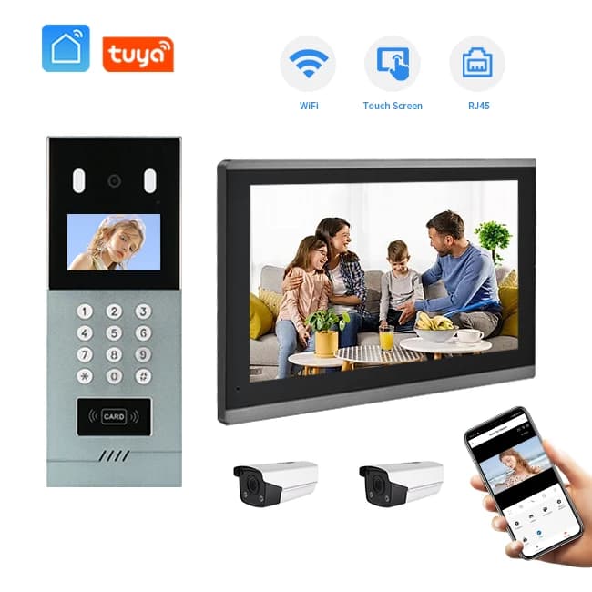 Videocitofono intelligente TuyaWIFI da 10 pollici con citofono IP Villa Pannello di controllo Smart Home IC ID Sblocco Facerecognition Campanello