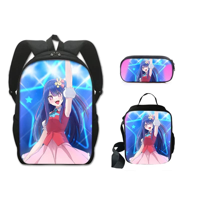 Cartoon Novelty Peculiar Cool oshi no ko 3D Print 3pcs/Set pupil School Bags Laptop Daypack Backpack Lunch bag Pencil Case