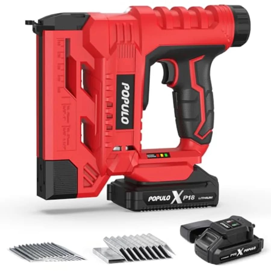 Chiodatrice a Batteria 20V, 18 Gauge 2-in-1 Senza Fili per Chiodi e Graffette, Include Batteria 2.0Ah, Caricabatterie, 1600 Graffette
