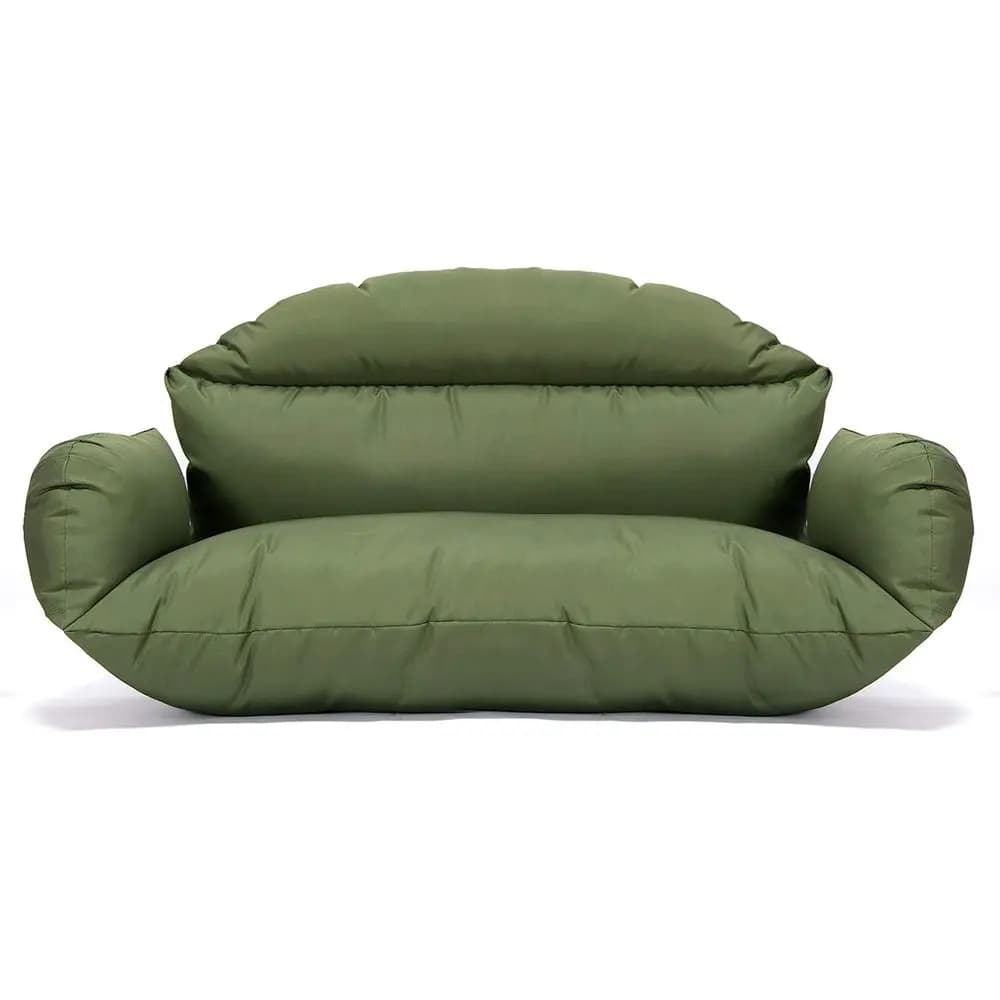 Cuscino Verde per Sedia a Dondolo a Forma di Uovo per 2 Persone - Imbottitura in Morbido Cotone, Asciugatura Rapida, Resistente alle Intemperie, Lavabile, per Esterni