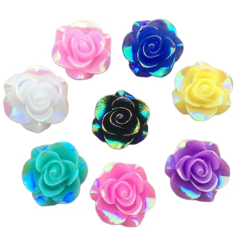 10pcs 19mm three-dimensional flower flat back AB Rhinestone suitable for earrings, bracelets, jewelry making, DIY decoration