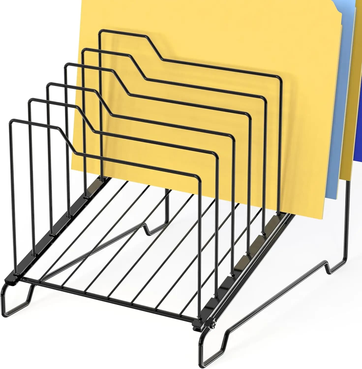 Organizzatore da scrivania a 9 scomparti in filo metallico con divisori rimovibili per documenti, cartelle e posta, nero