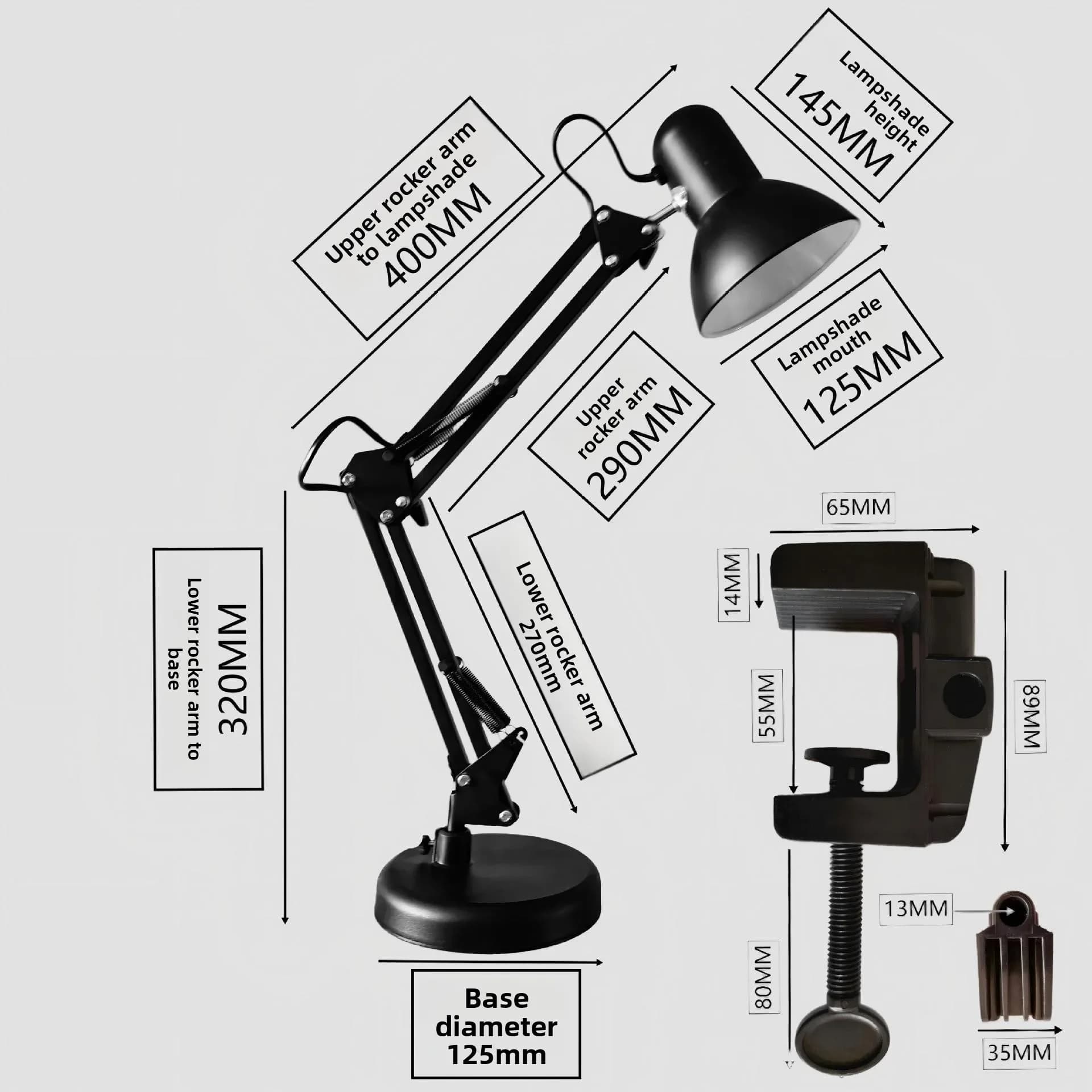 Lampada da Scrivania Classica Pratica con Braccio Lungo per Manicure e Ciglia, Protezione Occhi, Clip per Riprese e Riparazione Tatuaggi