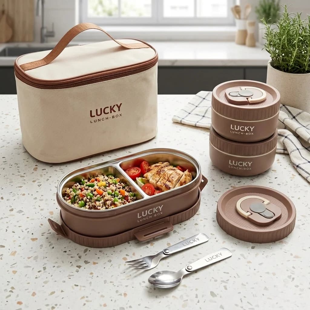 Microwave Safe 304 Stainless Steel Bento Box Leakproof Portable Lunch Box Set Thermal Food Container For Office Adults Kids