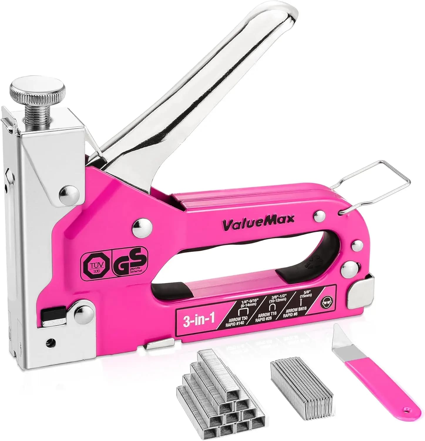 Pistola Graffatrice Manuale 3-in-1 per Impieghi Gravosi con 2000 Graffette, Graffatrice per Tappezzeria, Legno, Mobili, Moquette, Fai da Te