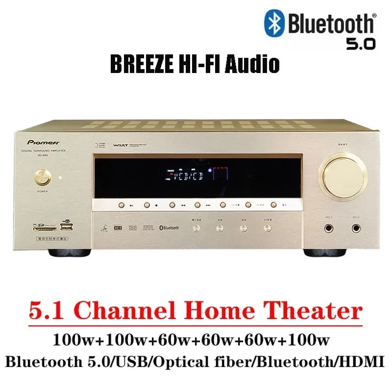 Home Theater a 5.1 canali ad alta potenza Supporta TV coassiale in fibra Doppio microfono Bluetooth 5.0 HDMI 4K USB Karaoke Amplificatore audio