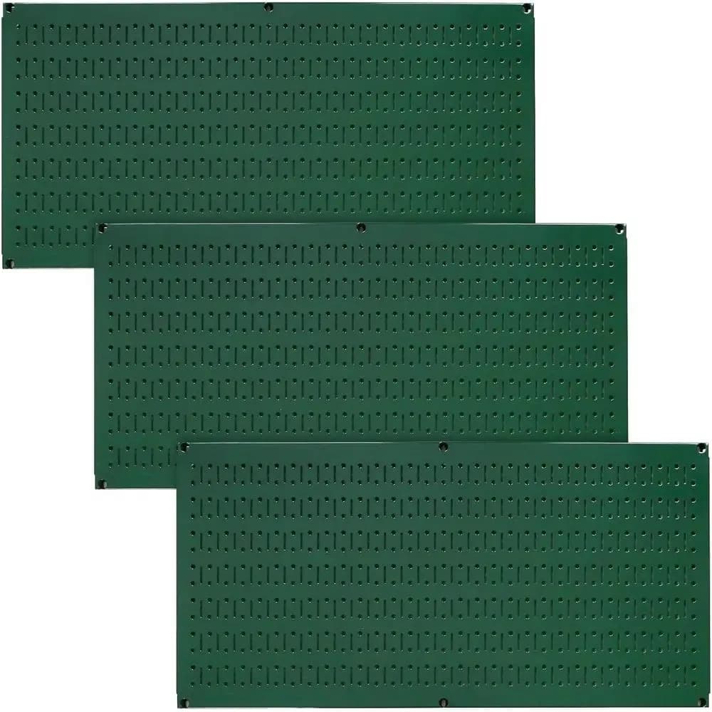 Set di pannelli forati in metallo verde da 16 pollici x 32 pollici per l'organizzazione degli attrezzi in casa e in garage