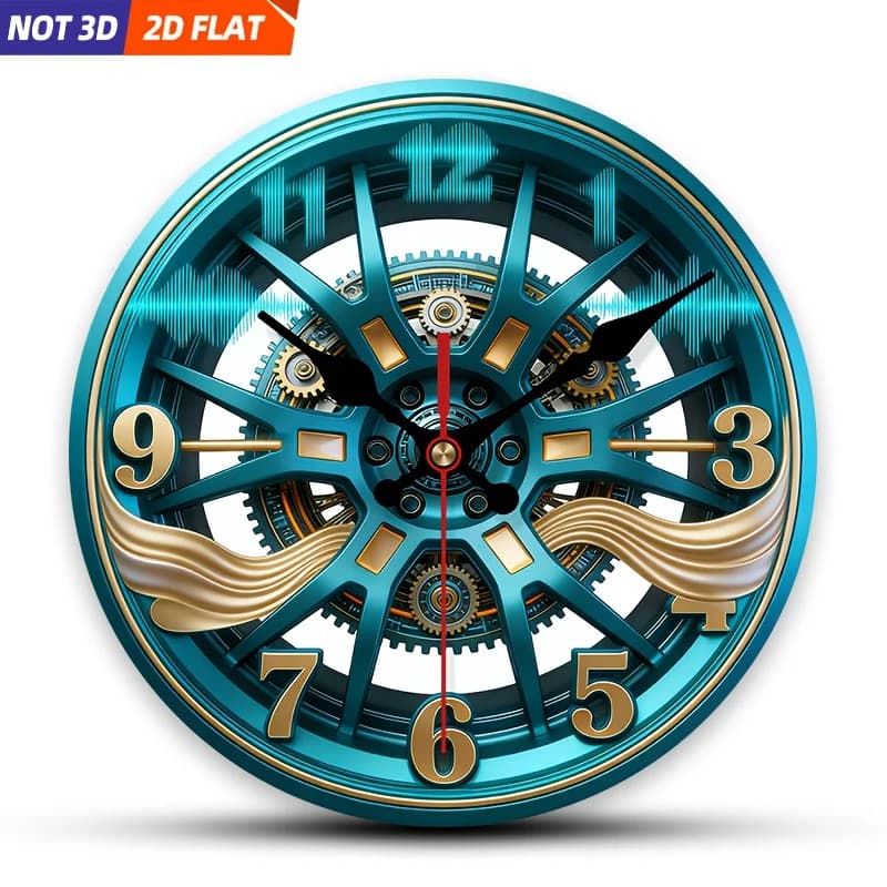 2D Piatto. 1 pezzo. Orologio da parete a tema meccanico, orologio decorativo silenzioso, orologio da parete creativo, adatto per la decorazione della camera da letto, Li