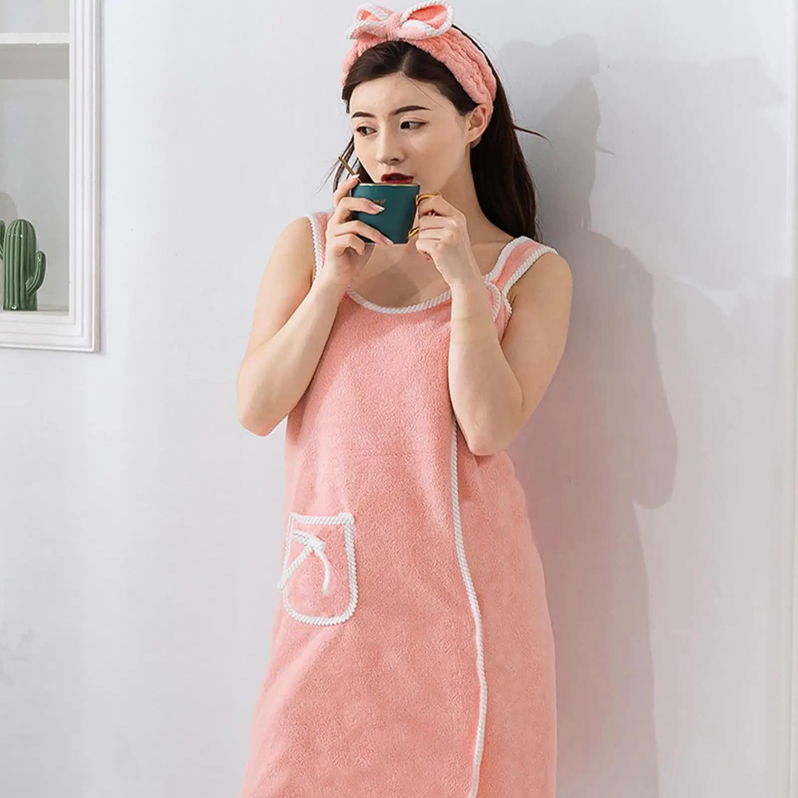 Shower Enclosure for Women, Wearable Aprons, Fast Drying Bathrobe for Friendly, Sisters, Beach, Bathroom, Travel, Pool