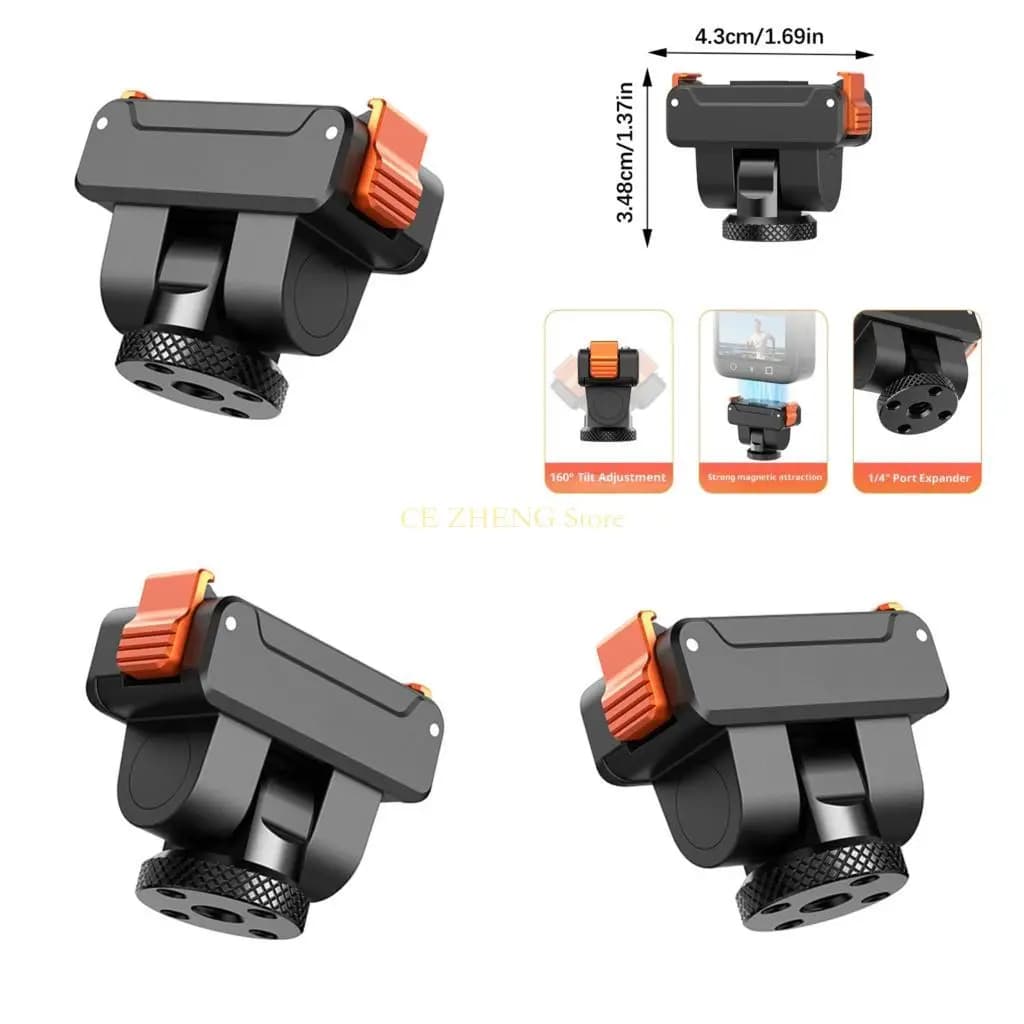Magnetic Adapter for Camera 360 E56B for Camera Action 5Pro/4/3 Flexible positioning at 160°