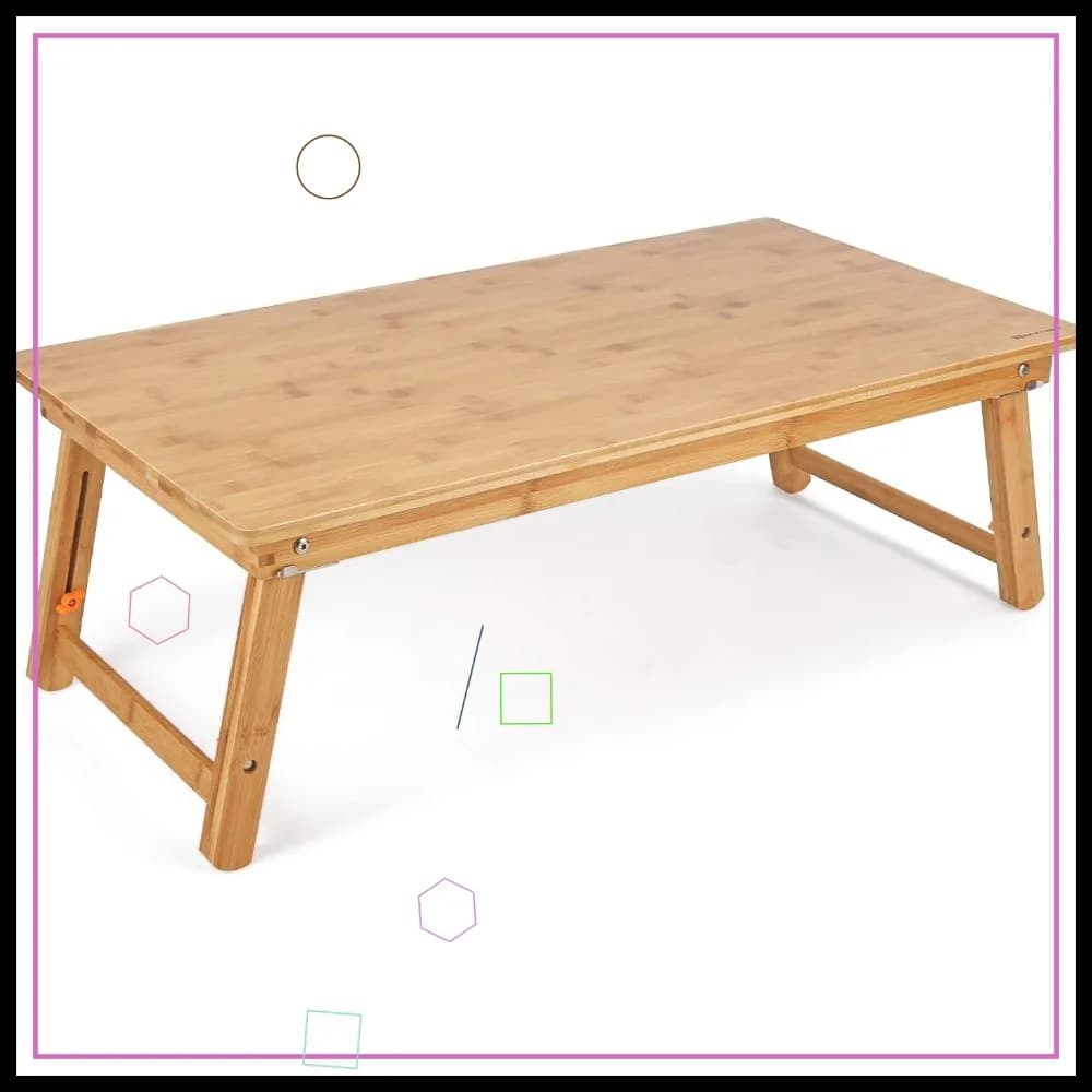 Grande Scrivania da Terra Regolabile con Gambe Pieghevoli, Tavolino Basso per Gaming e Vassoio Porta Colazione, 85x45cm