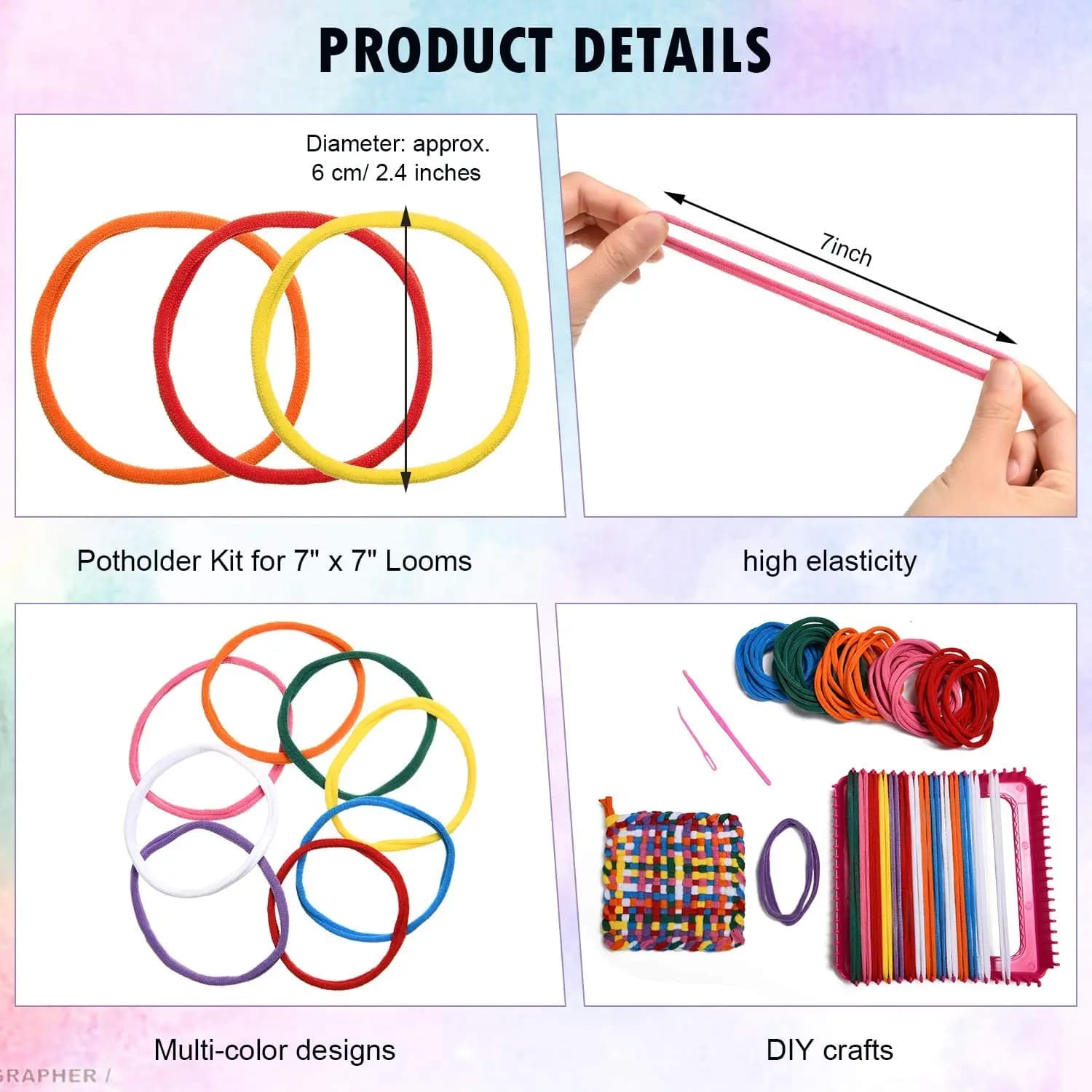 ABWZ-192 Pieces Loom Potholder Loops Weaving Loom Loops Weaving Craft Loops With Multiple Colors For DIY Crafts Supplies