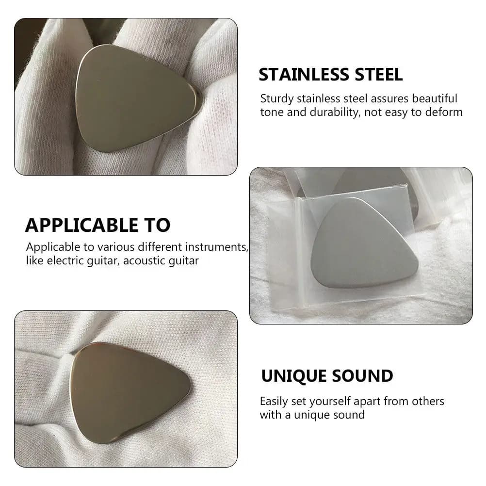 Set di 4 Plettri per Chitarra in Acciaio Inossidabile, Design Rigido e Resistente, Proiezione del Suono Nitida, Evidenziamento dei Bassi, Texture Granulosa, per Chitarra Elettrica e Acustica